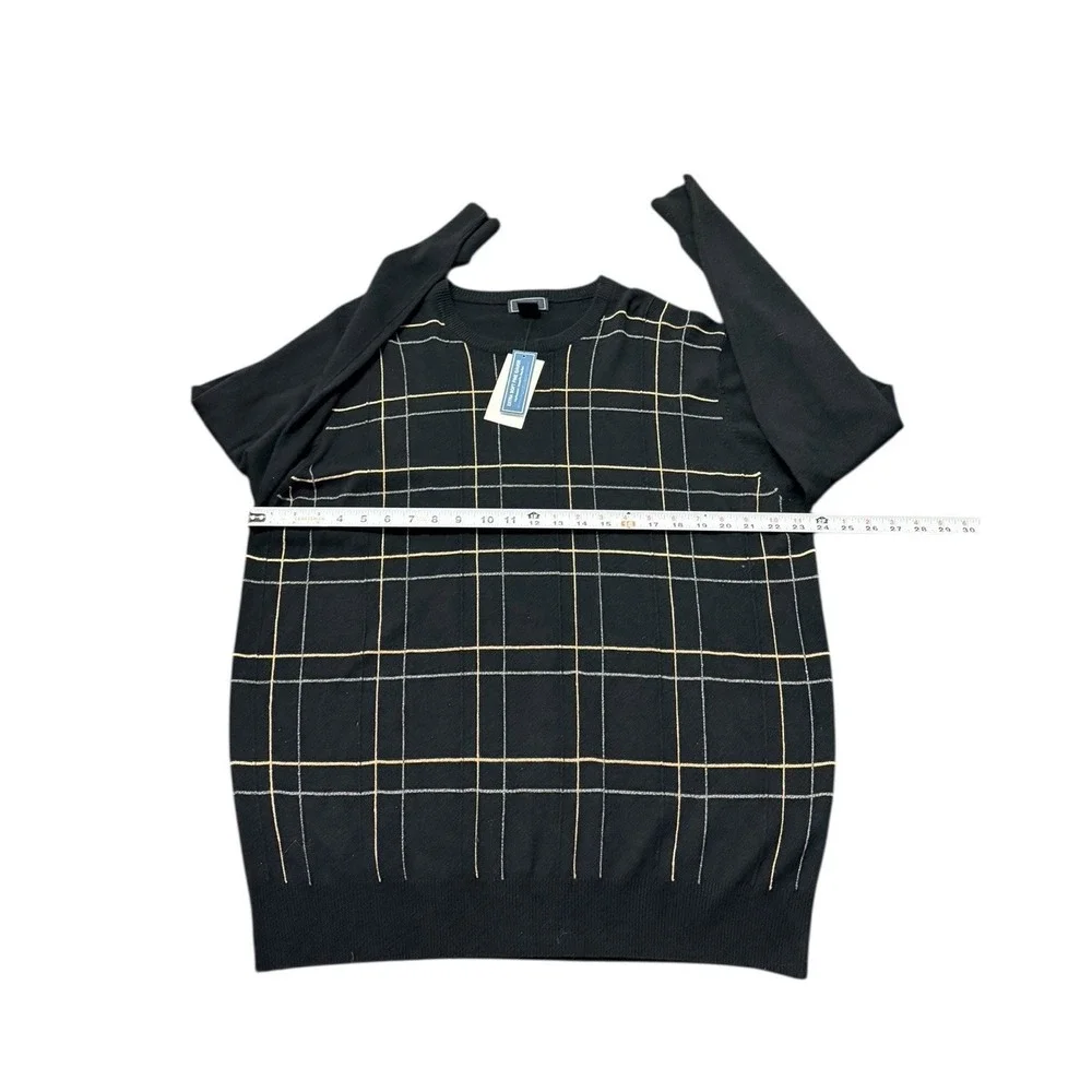 Dockers Sweater Mens‎ L Black Geometric L/S Relaxed Fit Lightweight Pullover NWT